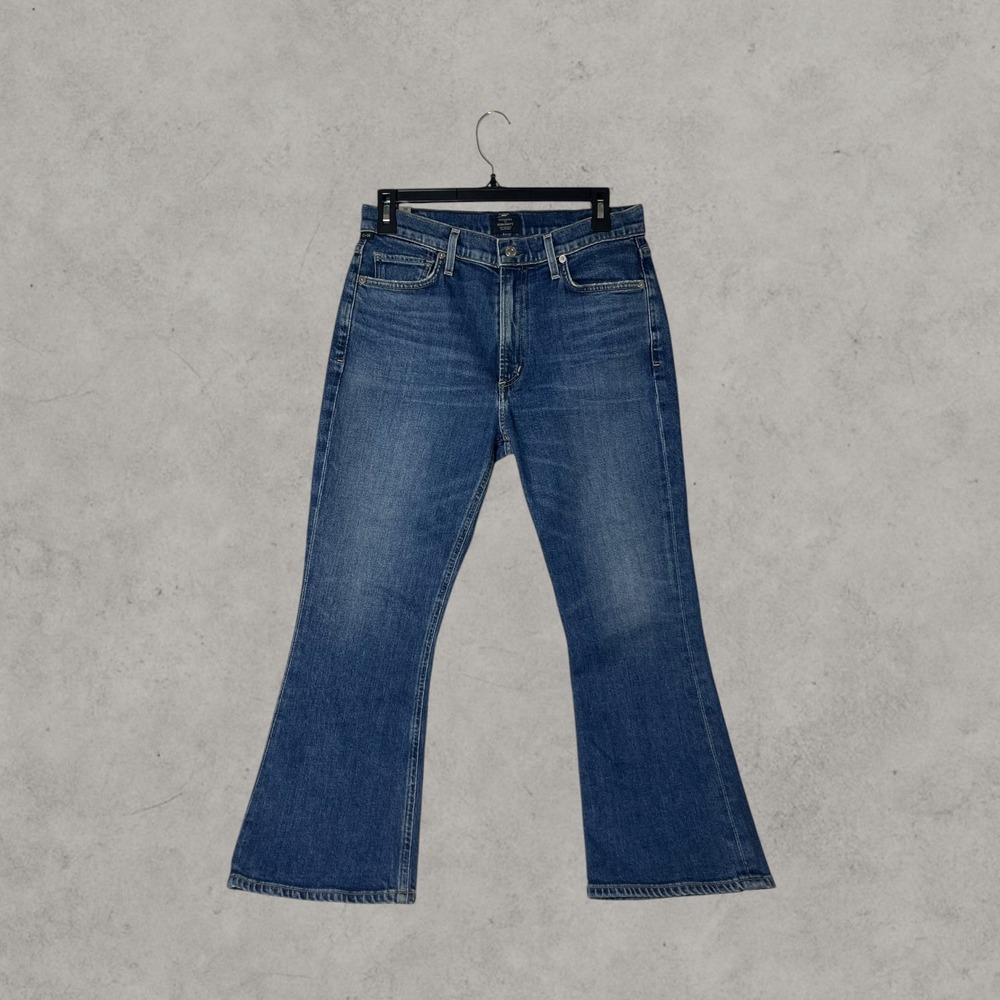 Citizens of Humanity Demy Petite Cropped Flare Jeans Blue Denim Size 29